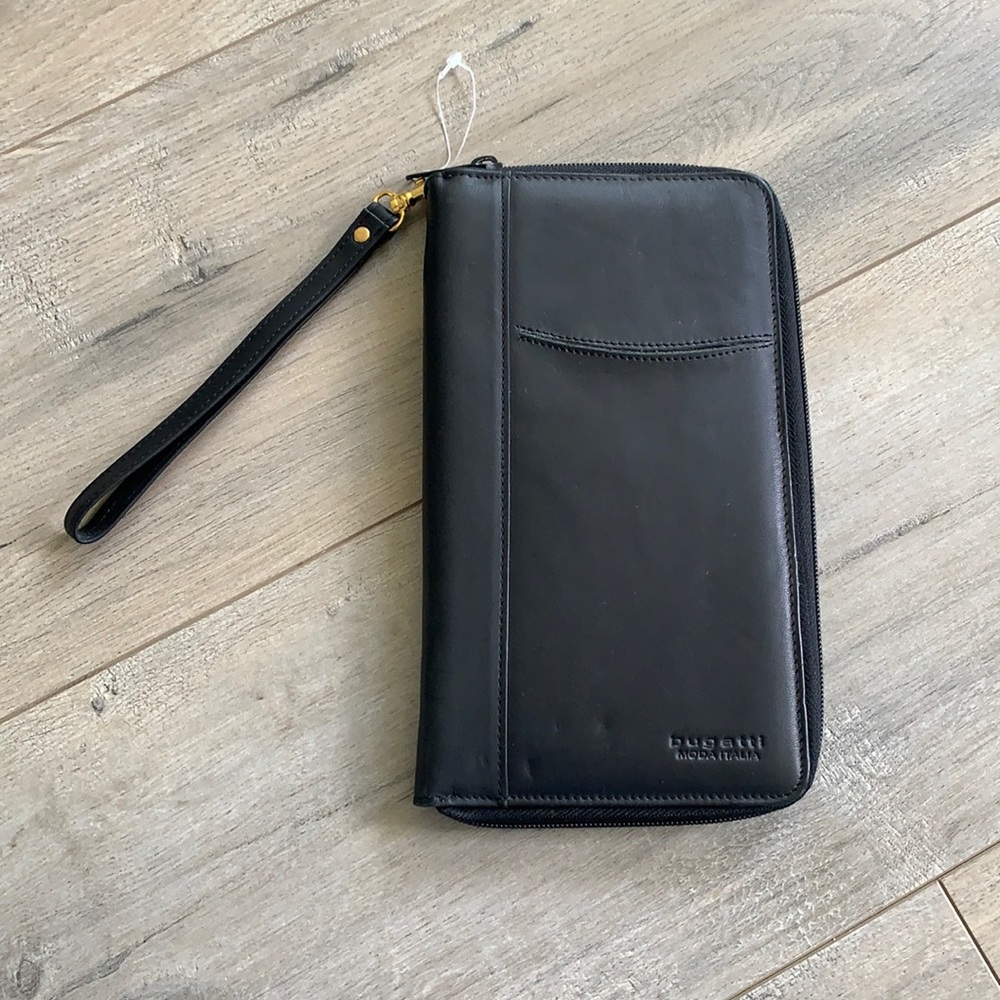 Bugatti Italy Black Leather Travel Wallet